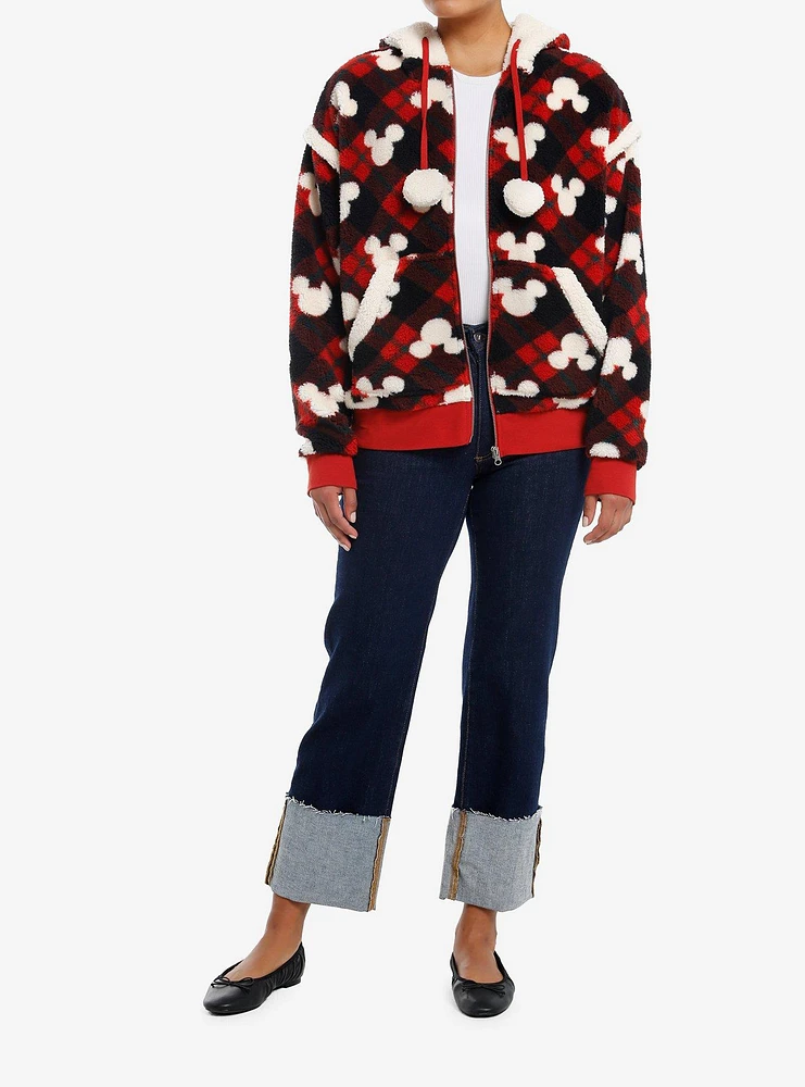 Her Universe Disney Mickey Mouse Plaid Girls Sherpa Hoodie