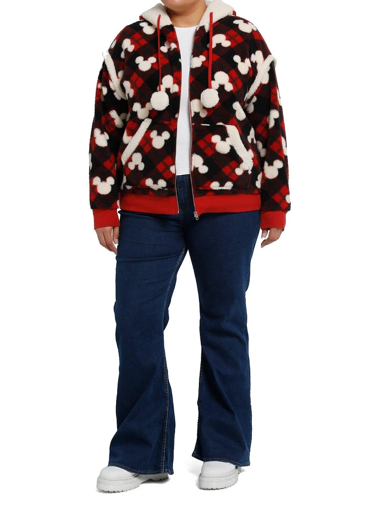 Her Universe Disney Mickey Mouse Plaid Girls Sherpa Hoodie Plus