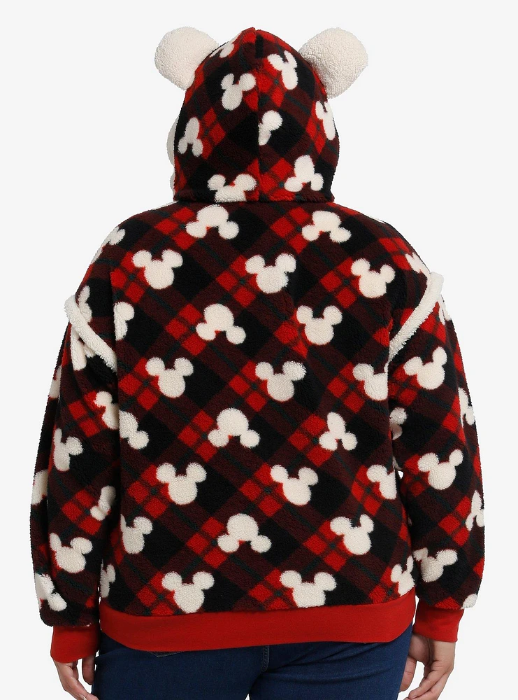 Her Universe Disney Mickey Mouse Plaid Girls Sherpa Hoodie Plus