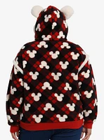 Her Universe Disney Mickey Mouse Plaid Girls Sherpa Hoodie Plus