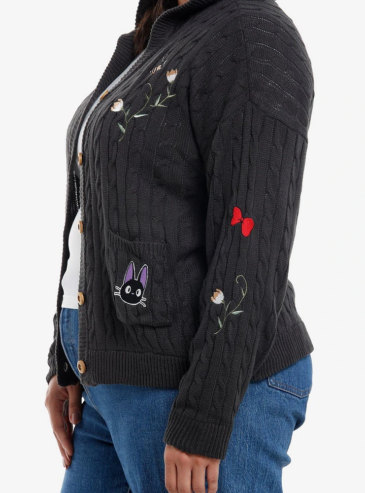 Her Universe Studio Ghibli® Kiki's Delivery Service Jiji Cable Knit Hooded Girls Cardigan Plus