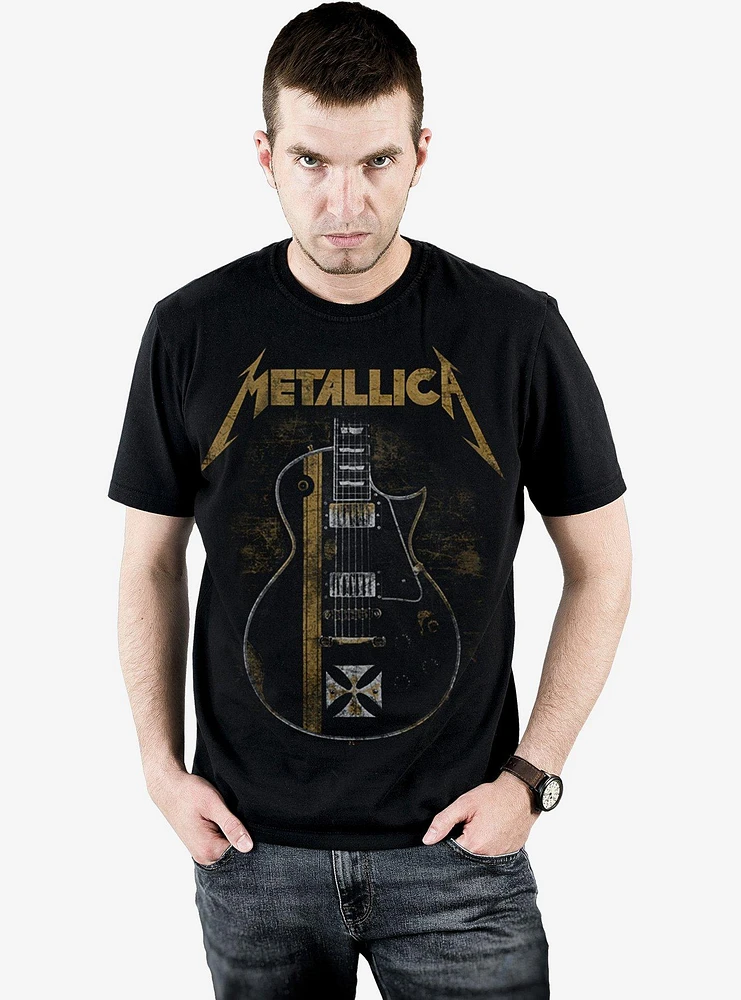 Metallica Hetfield Iron Cross Front Print T-Shirt