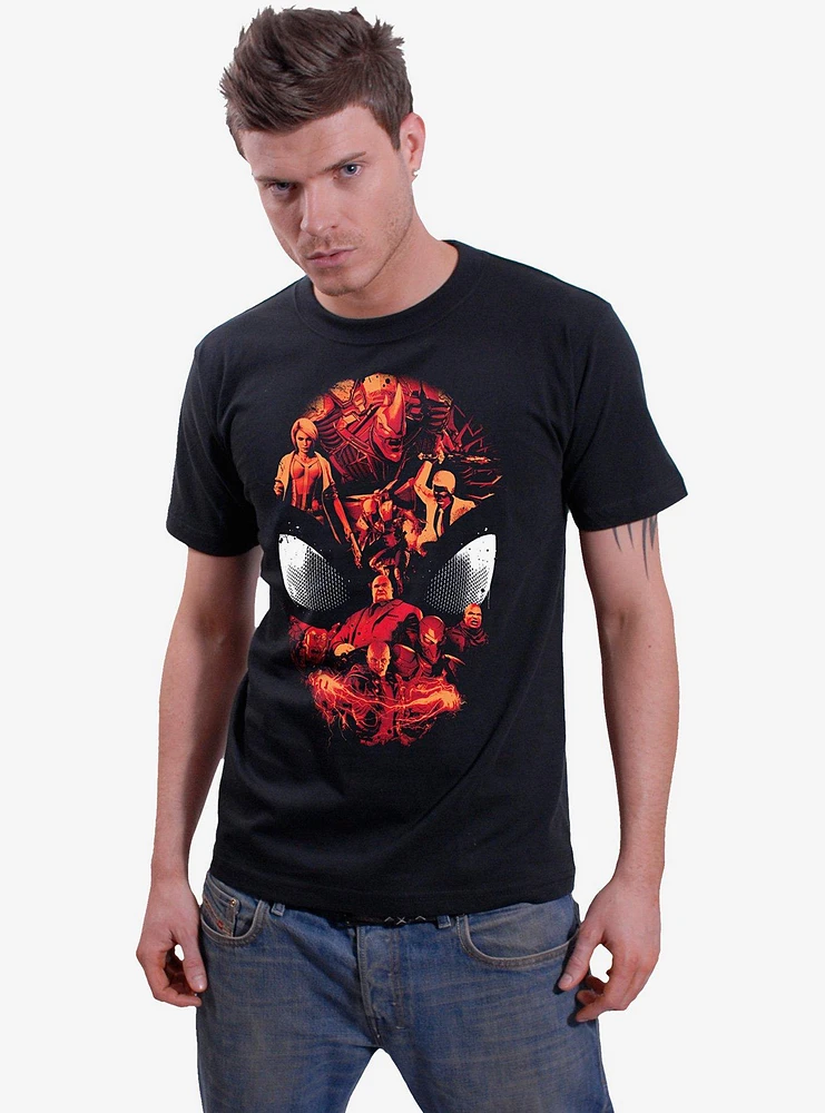 Marvel Spider-Man Video Game Character Roster Front Print T-Shirt