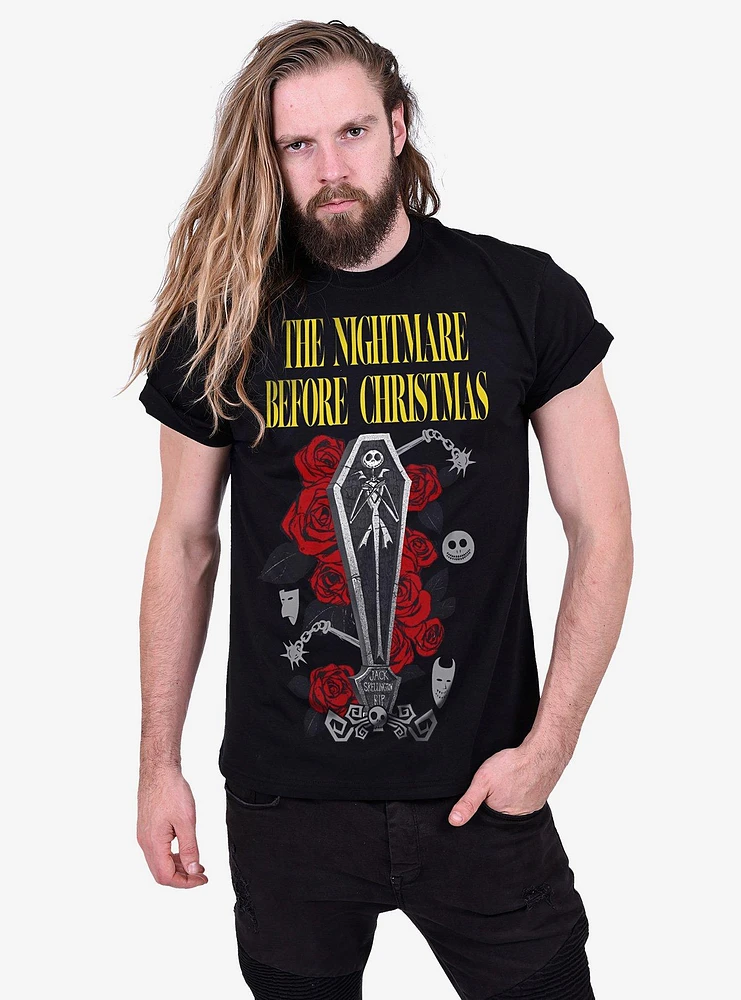 Disney Nightmare Before Christmas Jack Coffin Front Print T-Shirt