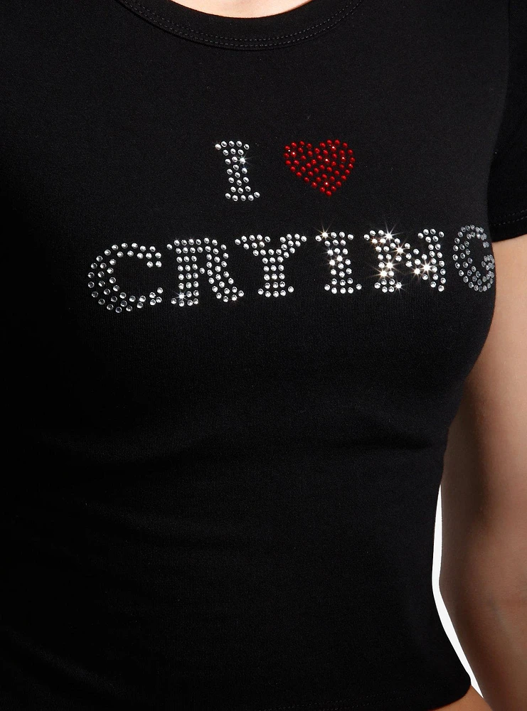 I Love Crying Rhinestone Girls Baby T-Shirt