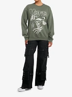 Misfits Crimson Ghost Moon Sage Green Girls Sweatshirt