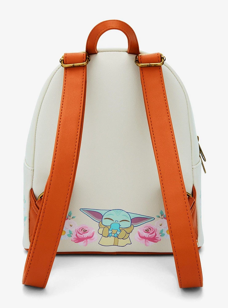 Loungefly Star Wars The Mandalorian Grogu With Frogs & Flowers Mini Backpack