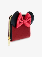 Loungefly Disney Minnie Mouse Burgundy Velvet Bow Mini Zipper Wallet