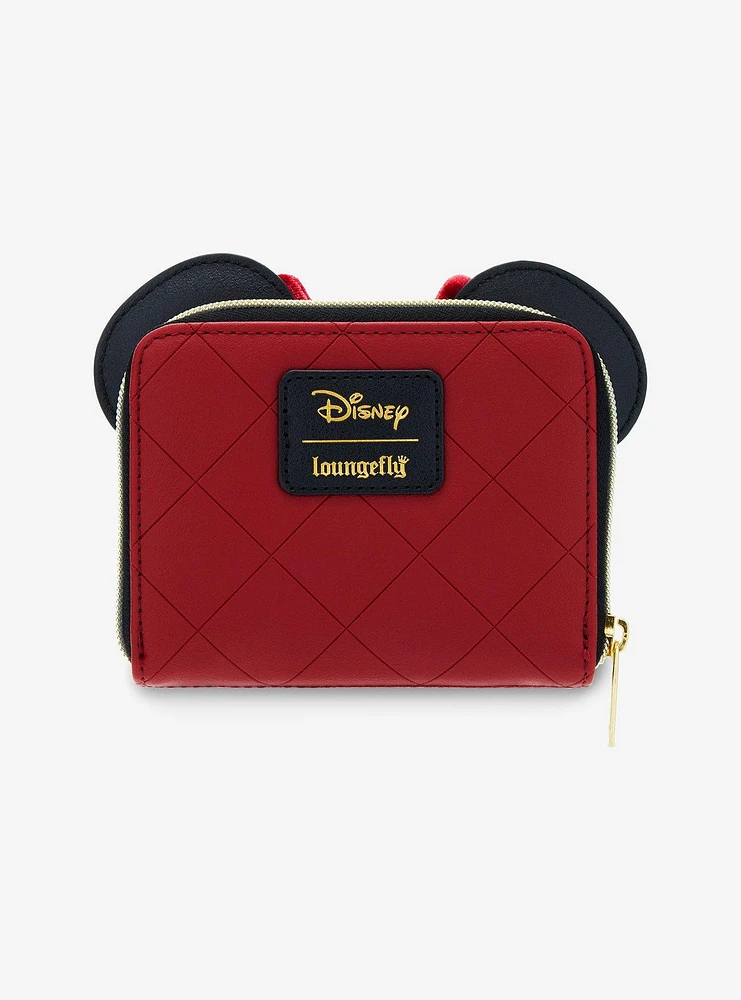 Loungefly Disney Minnie Mouse Burgundy Velvet Bow Mini Zipper Wallet