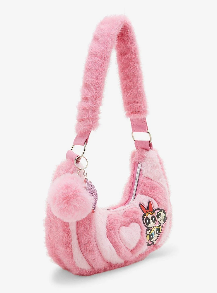 The Powerpuff Girls Pink Heart Fuzzy Shoulder Bag