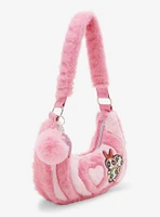 The Powerpuff Girls Pink Heart Fuzzy Shoulder Bag