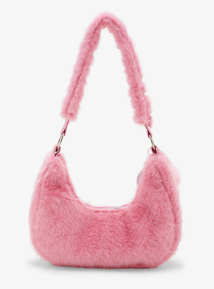 The Powerpuff Girls Pink Heart Fuzzy Shoulder Bag