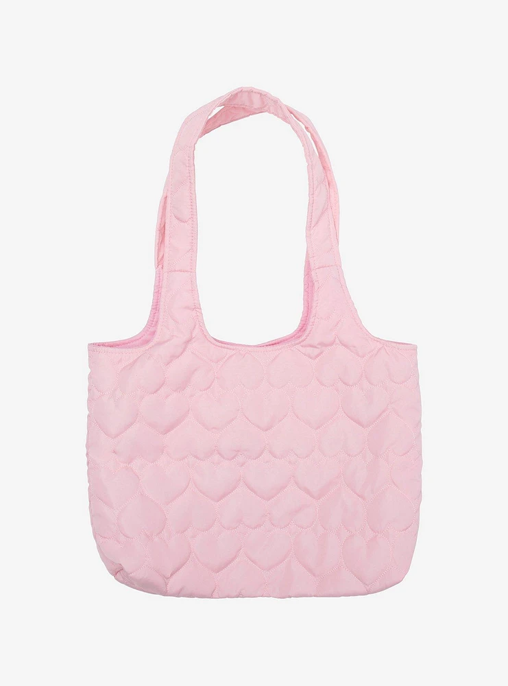 Pink Heart Puffer Shoulder Bag