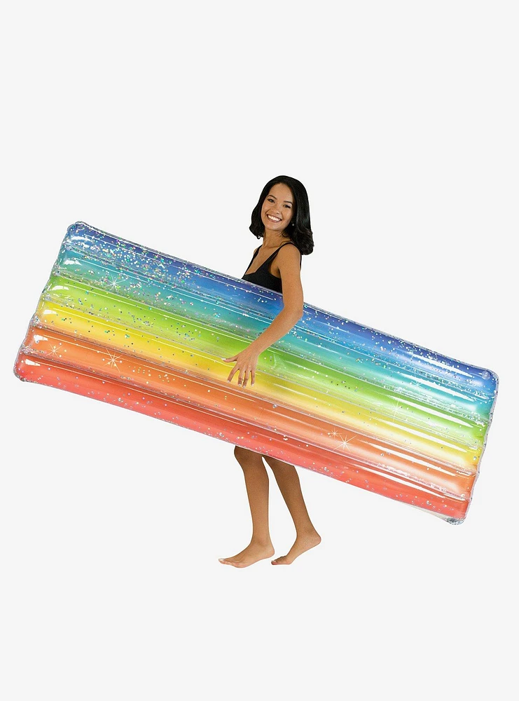 Rainbow Collection Deluxe Glitter Pool Raft 74" Rainbow Haze