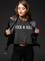 Rock 'N' Roll Cropped Graphic T-Shirt