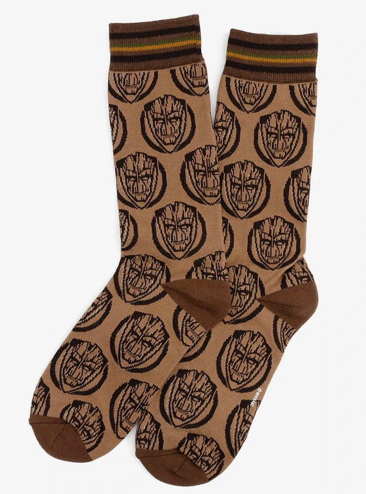 Marvel Groot Brown Tonal Men's Crew Socks