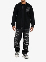 Social Collision Skull Flames Oversized Hoodie