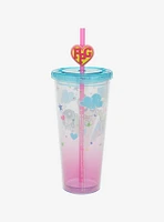 The Powerpuff Girls Pink and Blue Ombré Carnival Cup with Straw Charm