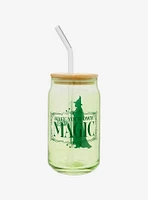 Wicked Elphaba Green Glass Cup with Bamboo Lid and Straw