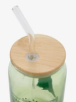 Wicked Elphaba Green Glass Cup with Bamboo Lid and Straw