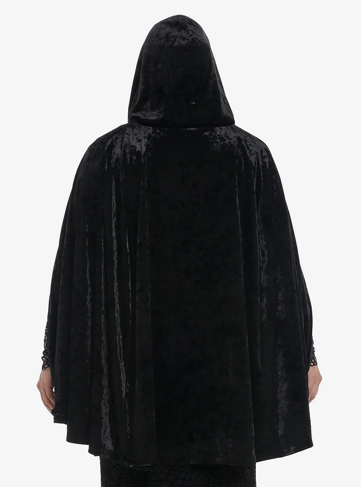 Cosmic Aura Black Velvet Girls Reversible Hooded Cape Plus