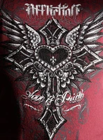 Affliction Clothing Rhinestone Heart Cross Girls Tank Top