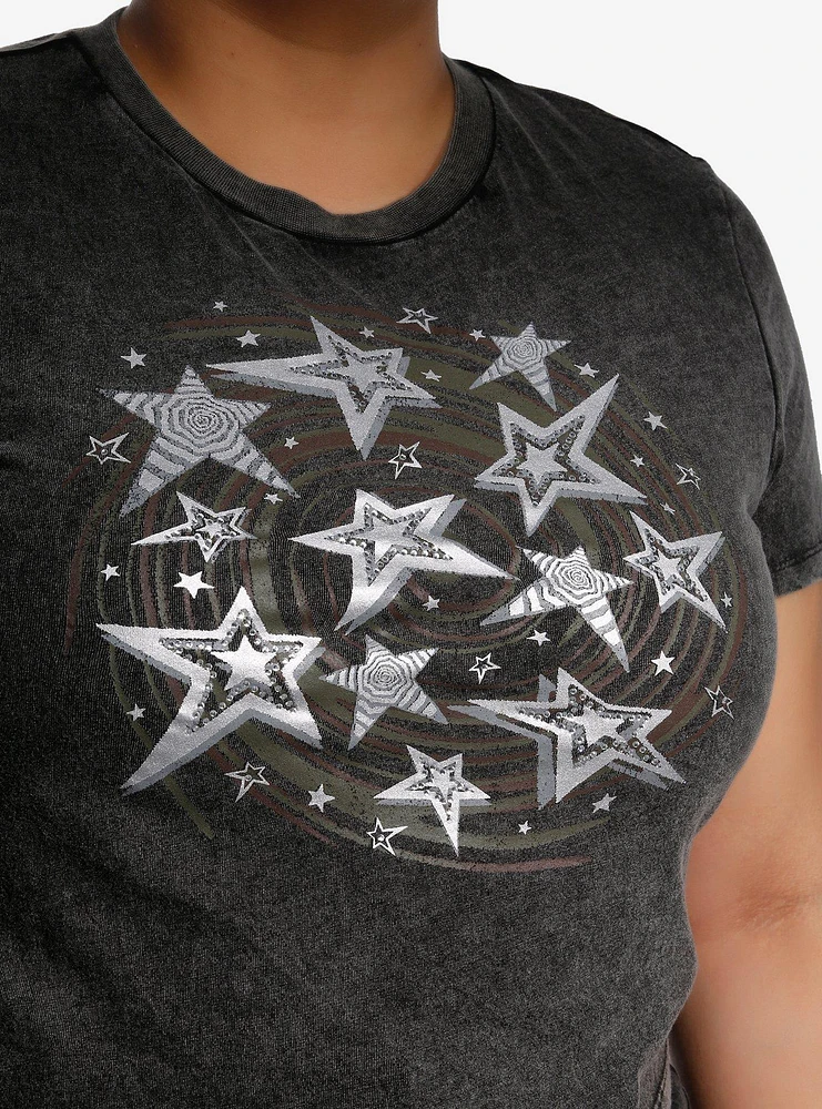 Social Collision Spiral Star Rhinestone Girls Baby T-Shirt Plus