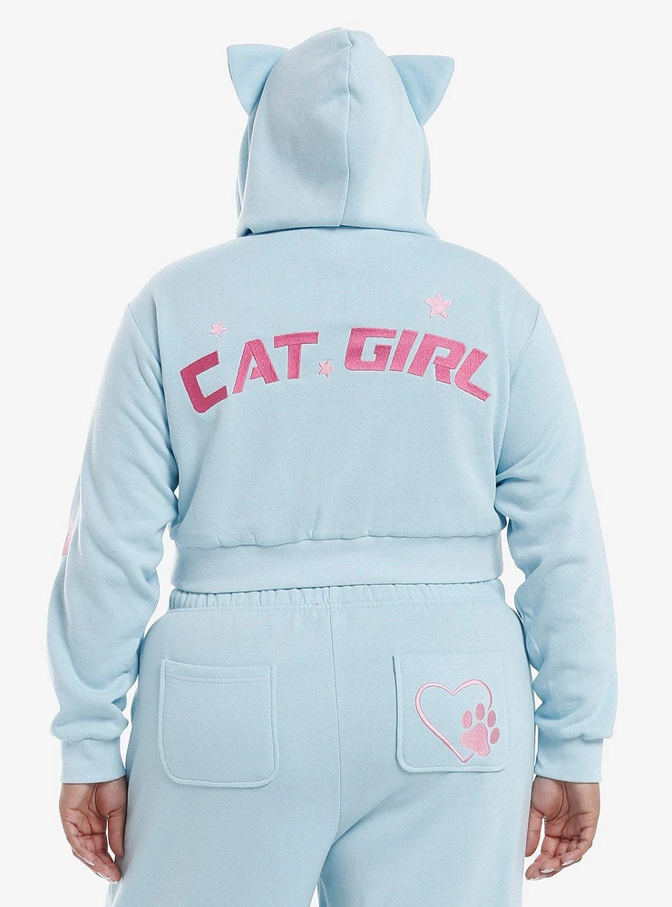 Sweet Society Kawaii Cat Girls Crop Hoodie Plus