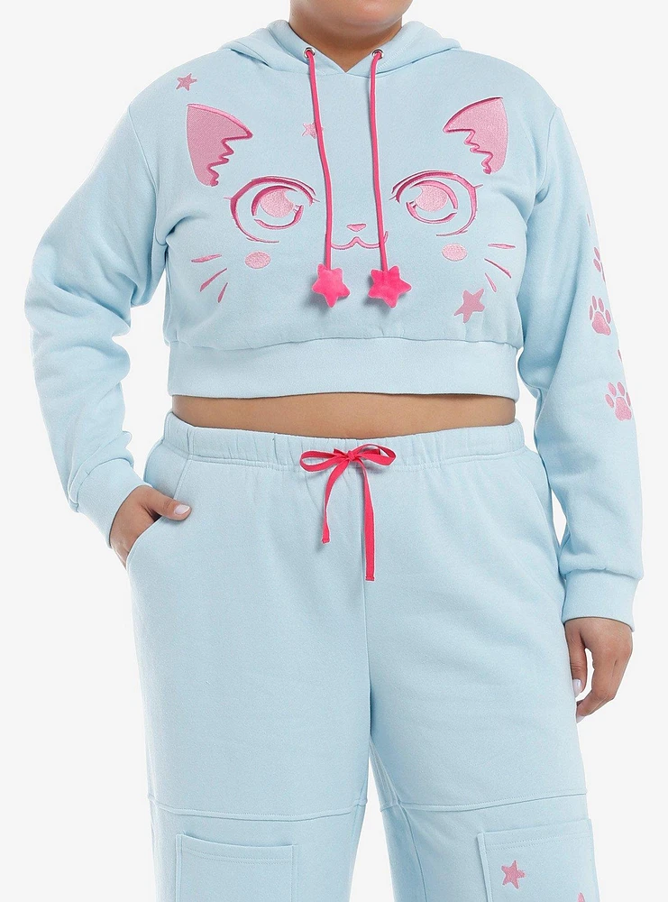 Sweet Society Kawaii Cat Girls Crop Hoodie Plus