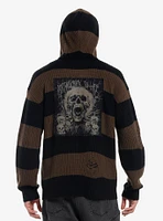 Social Collision Brown & Black Stripe Hooded Sweater