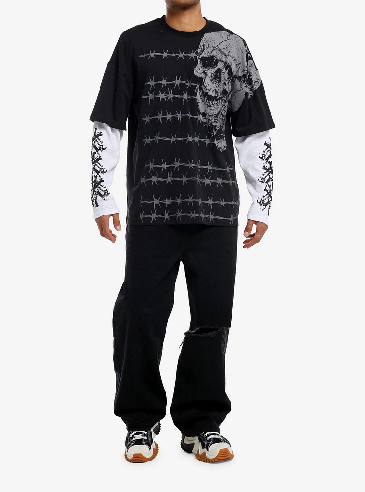 Skulls & Barbed Wire Twofer Long-Sleeve T-Shirt