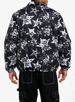 Social Collision Skulls Stars & Bones Puffer Jacket