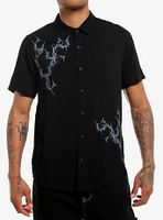 Social Collision Cyber Sigilism Skull Woven Button-Up