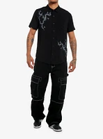 Social Collision Cyber Sigilism Skull Woven Button-Up