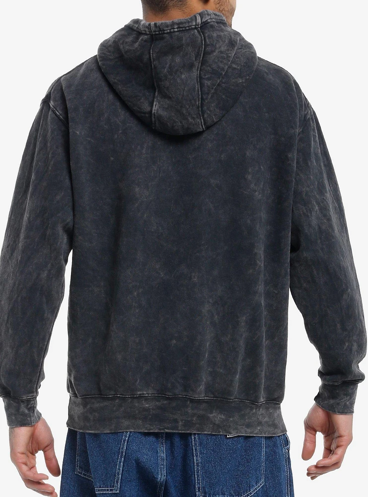 Dazed By Death Skull & Mushrooms Mineral Wash Hoodie