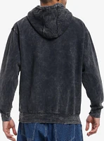 Dazed By Death Skull & Mushrooms Mineral Wash Hoodie