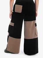 Tan & Black Color-Block Cargo Pants Plus