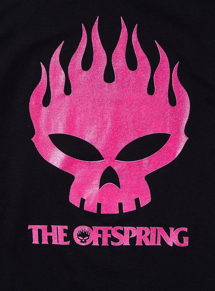 The Offspring Pink Glitter Skull Boyfriend Fit Girls T-Shirt