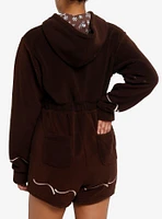 Social Collision Gingerbread Sherpa Hooded Romper