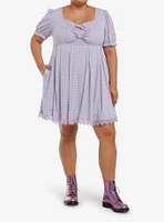 Sweet Society Lavender Gingham Bow Dress Plus