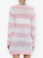 Sweet Society Pink & White Stripe Bow Knit Sweater Dress