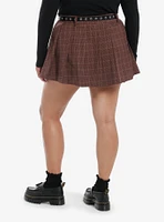 Thorn & Fable Brown Pleated Skirt With Grommet Belt Plus