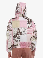 Sweet Society Butterfly Pink Patchwork Girls Puffer Jacket