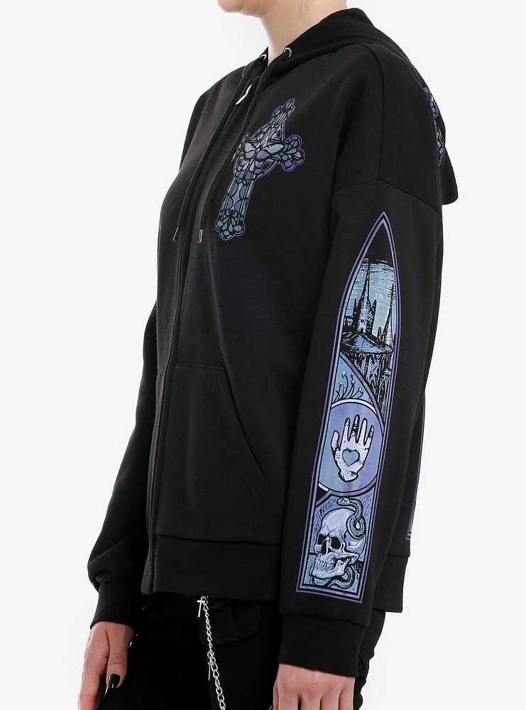 Cosmic Aura Mystical Stained Glass Girls Hoodie