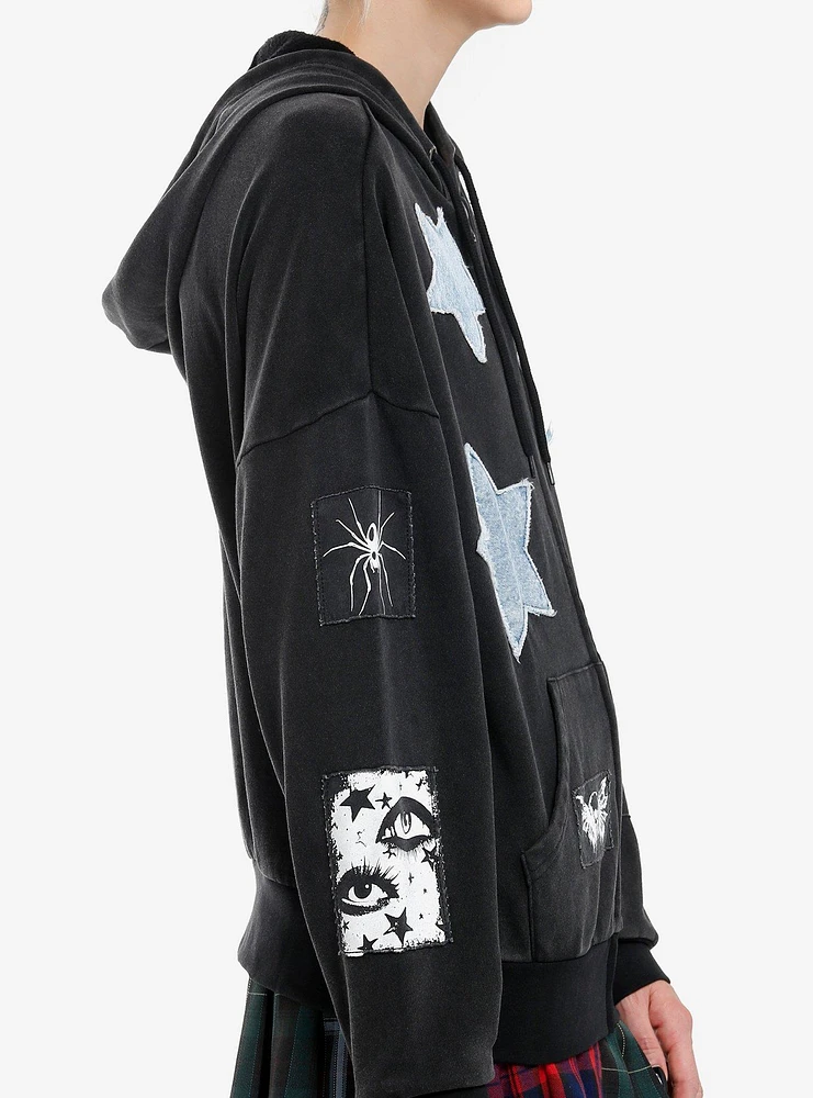 Social Collision Star Skull Patch Girls Hoodie