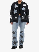 Social Collision Star Skull Patch Girls Hoodie Plus