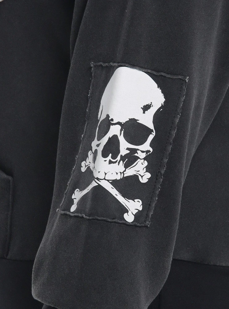 Social Collision Star Skull Patch Girls Hoodie Plus