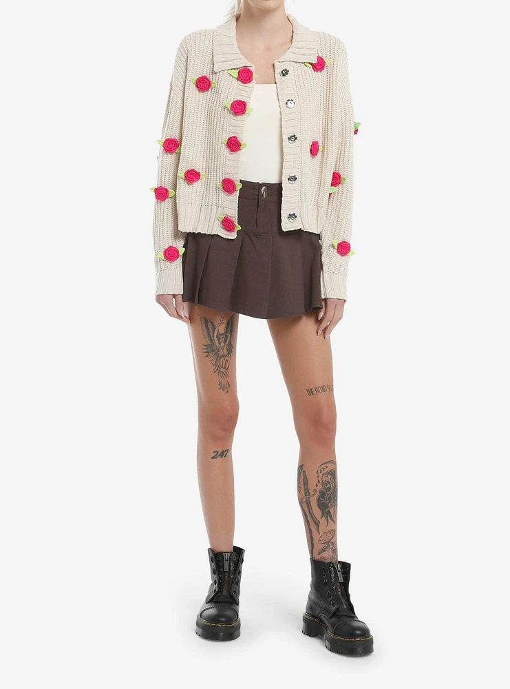 Sweet Society Cream Crochet Rosette Girls Cardigan