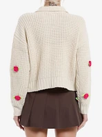 Sweet Society Cream Crochet Rosette Girls Cardigan