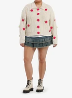 Sweet Society Cream Crochet Rosette Girls Cardigan Plus